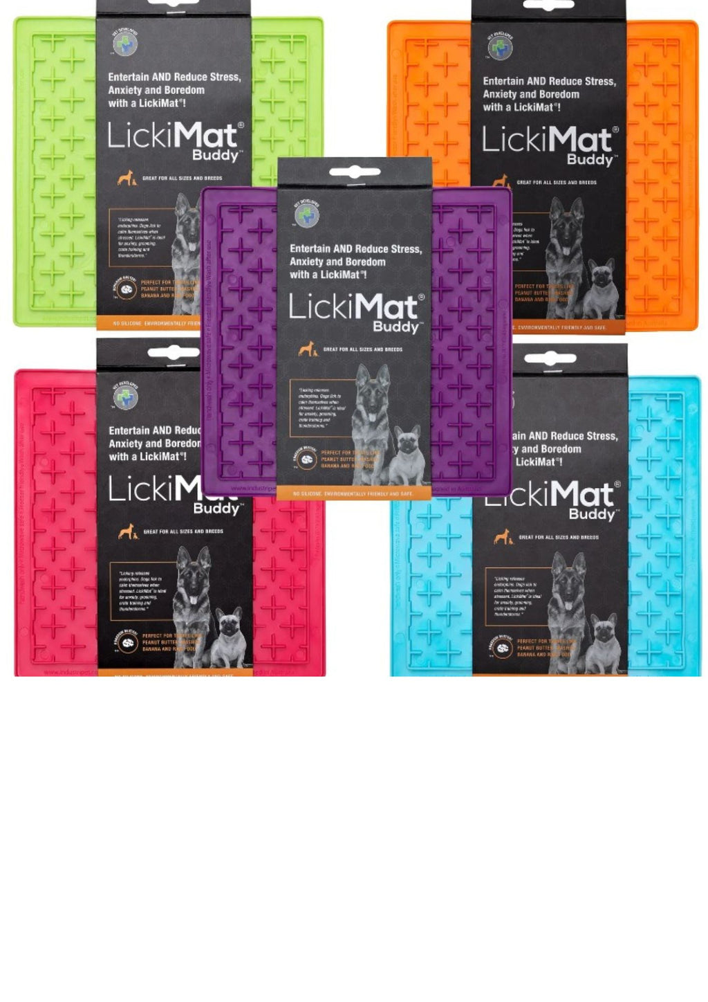 LickiMat Buddy – Slow Feeder & Boredom Buster for Dogs and Cats, Freezable, Soft Rubber Cross Design, 20cm / 8”, Available in Multiple Colours