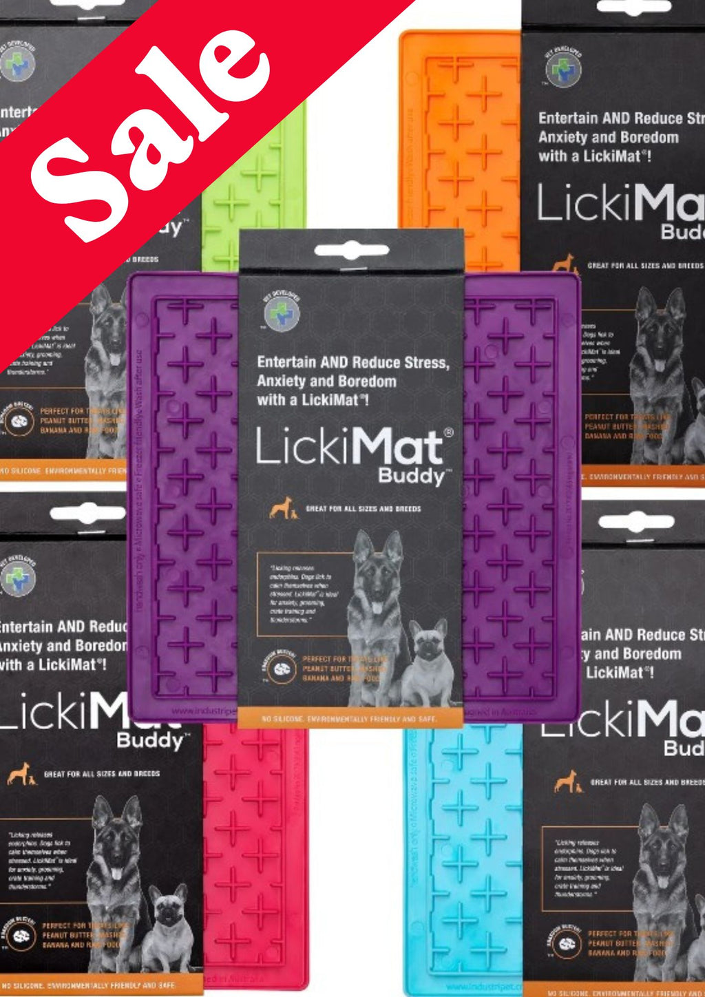 LickiMat Buddy – Slow Feeder & Boredom Buster for Dogs and Cats, Freezable, Soft Rubber Cross Design, 20cm / 8”, Available in Multiple Colours